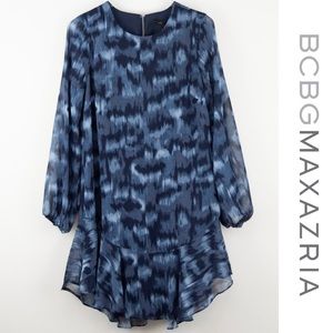 BCBGMAXAZRIA Pacific Blue Cloud Flowy Shift Dress - Size Medium